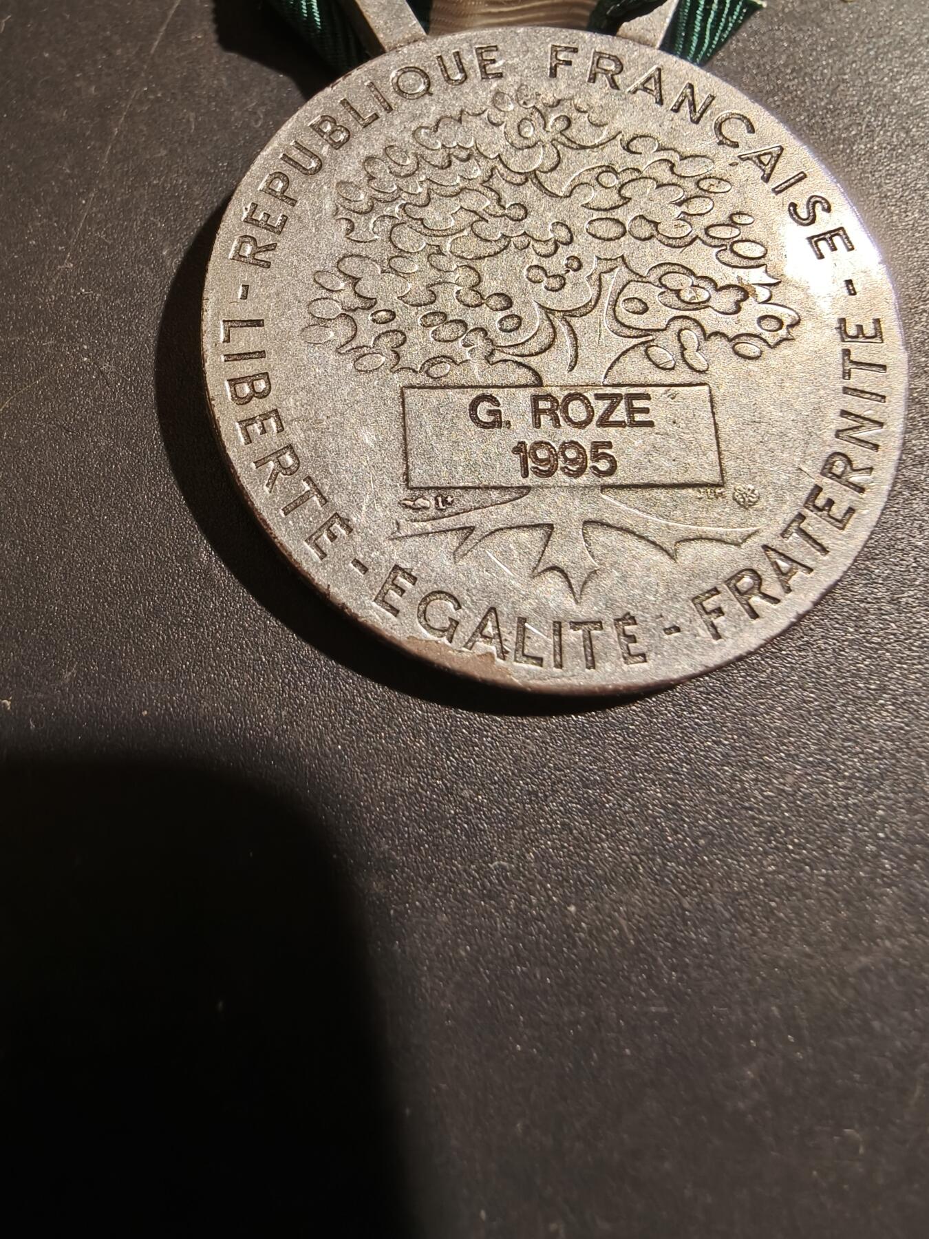 老王徽章第183期 法国银级地方嘉奖奖章    925银    1995年实发    26.6g