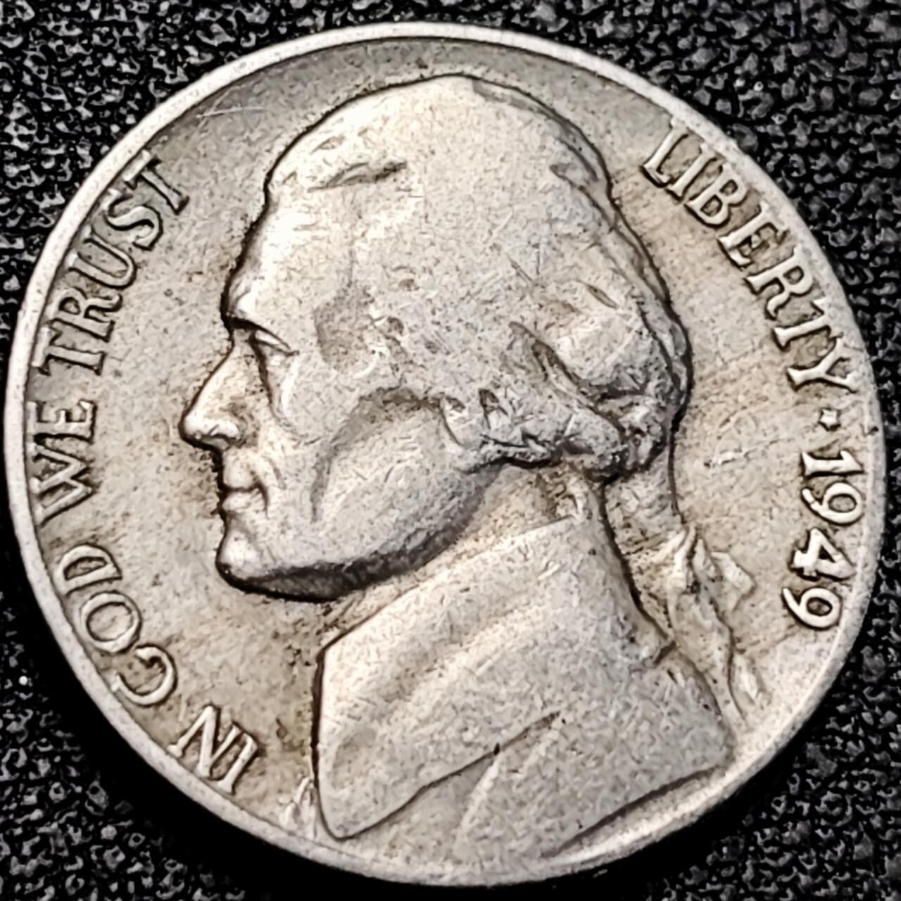 泉币菌-第193场- 新年第一场 新年快乐 本场拍品多 请提前出价 美国1949年5美分纪念币 杰斐逊 及 故居蒙蒂塞洛庄园 21mm 