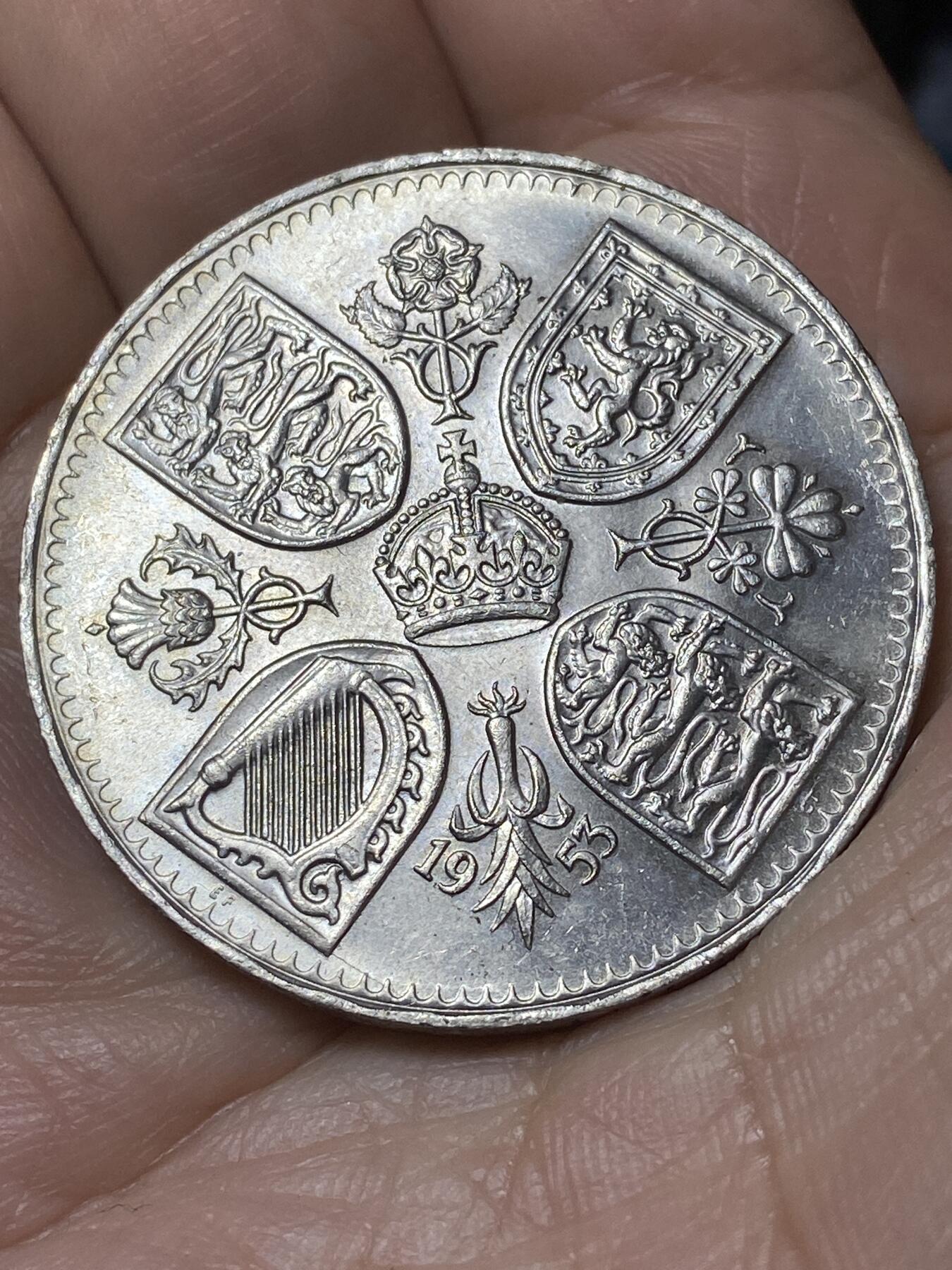 2026年第二十九场(总第一百九十八场）英国一线回流散币新年初九特拍场第一场(免佣金) 英国🇬🇧1953单年份5先令克朗型大币(伊丽莎白二世加冕纪念币)