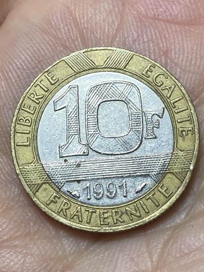 2026年第二十九场(总第一百九十八场）英国一线回流散币新年初九特拍场第一场(免佣金) - 法国🇫🇷1991年10法郎(分段边齿版)