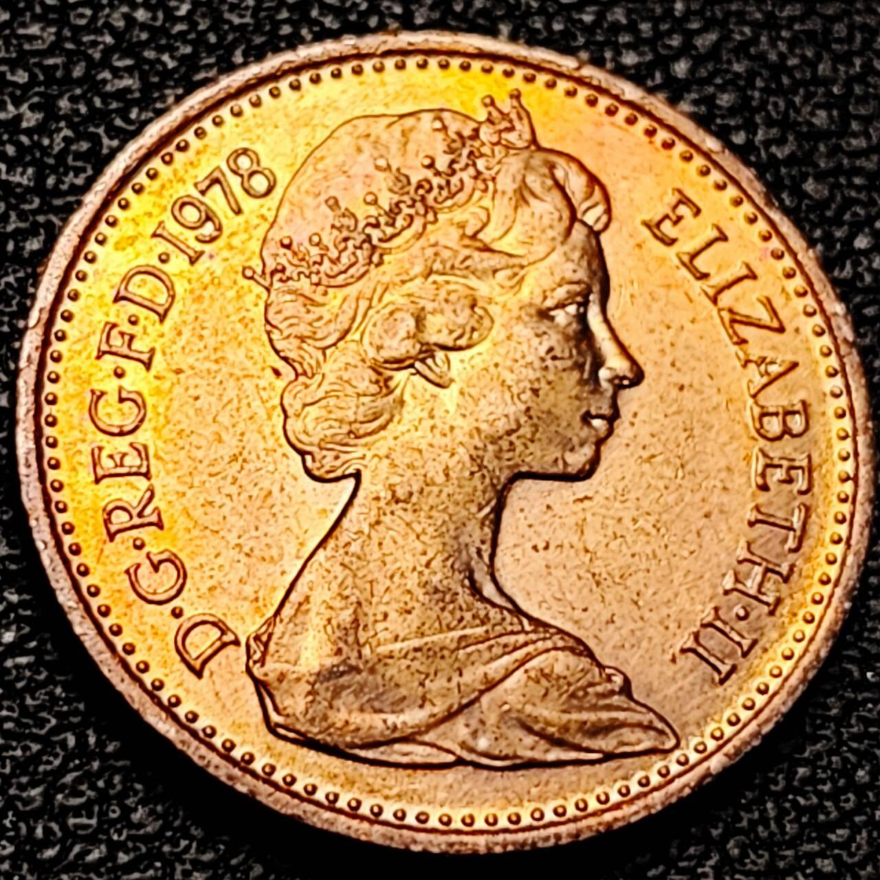 泉币菌-第193场- 新年第一场 新年快乐 本场拍品多 请提前出价 彩光美品 英国1978年1便士紫铜币 威斯敏斯特宫徽章 20.3mm