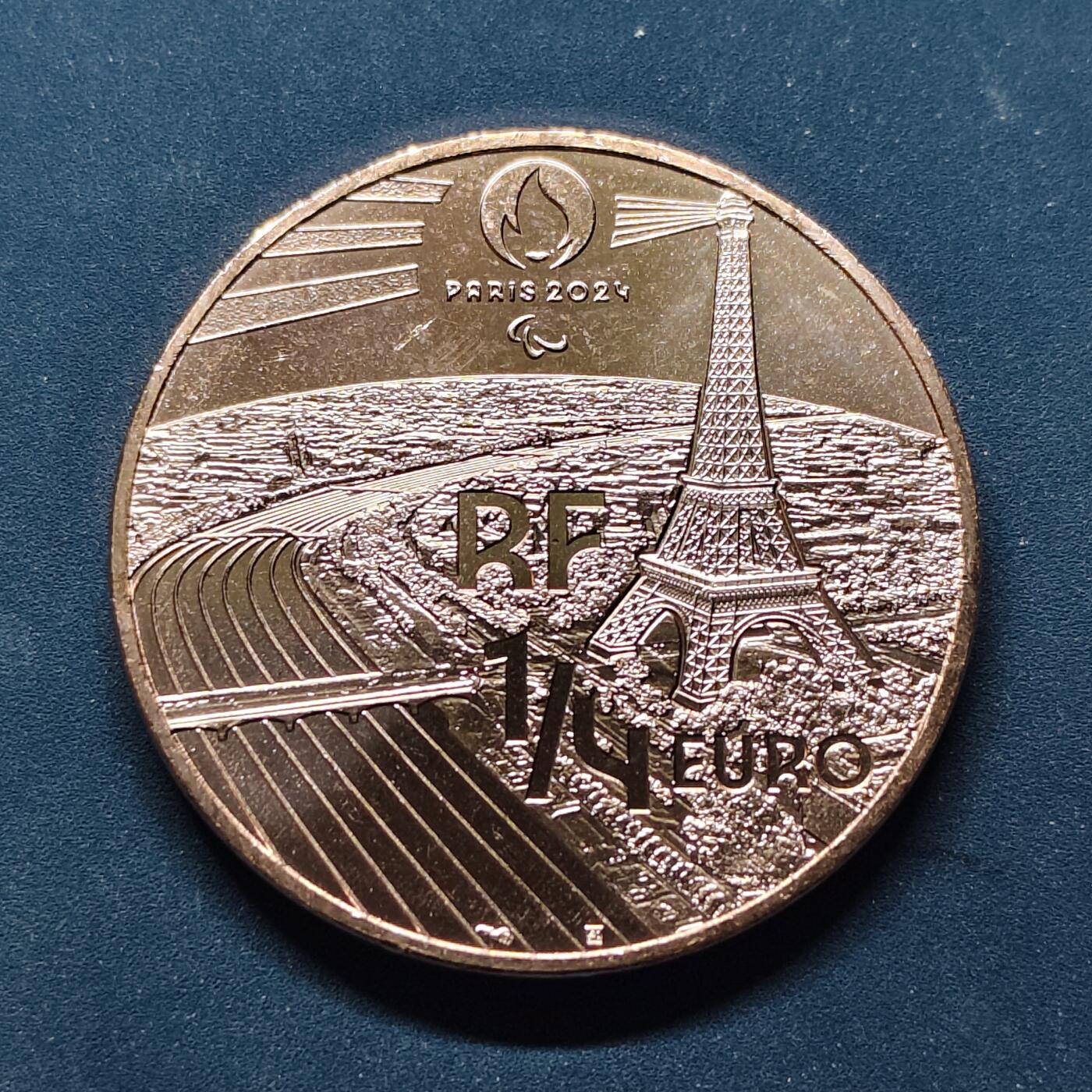 【全场包邮】纯粹捡漏拍504场-更新中 法国2023年1/4欧元巴黎残疾人奥运会轮椅篮球纪念币