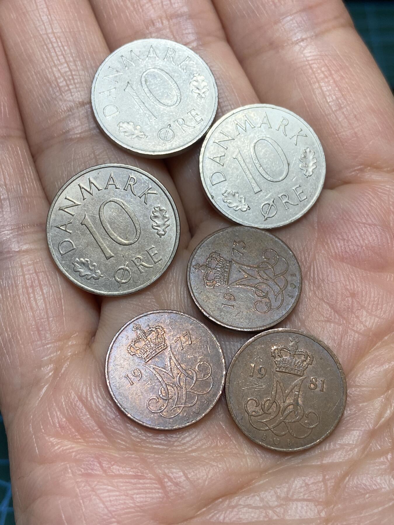 2026年第二十八场(总第一百九十七场）新春初七特拍场(佣金3%最低1元) 丹麦🇩🇰6枚：1975年77年82年10欧尔，73年77年81年5欧尔(玛格丽特二世时期)