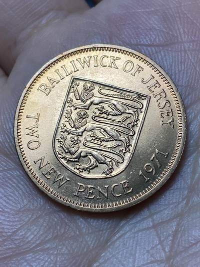 2026年第二十九场(总第一百九十八场）英国一线回流散币新年初九特拍场第一场(免佣金) - 原光好品–英属泽西岛🇯🇪1971年2新便士(伊丽莎白二世中年花冠，十进制第一套首发年)