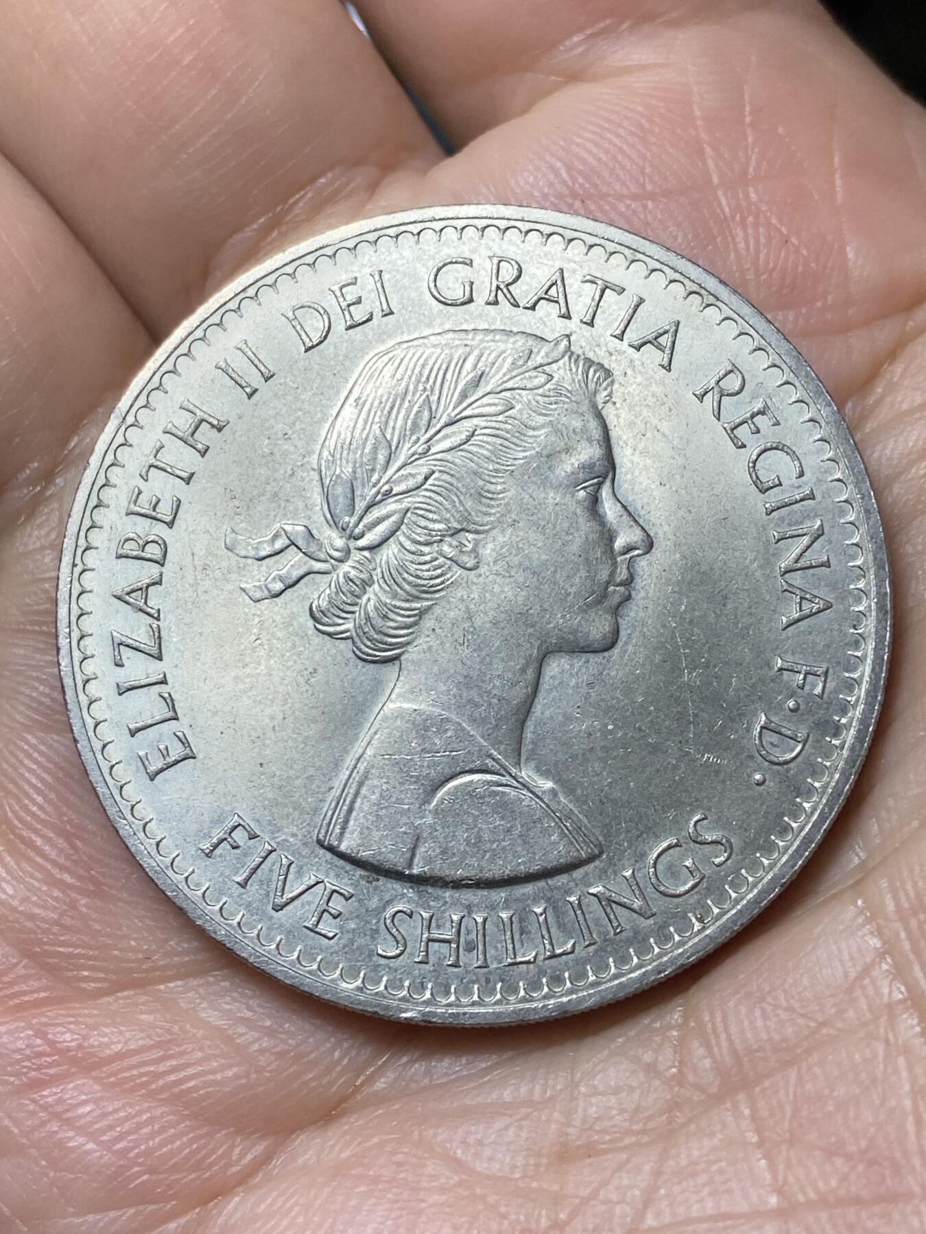 2026年第二十九场(总第一百九十八场）英国一线回流散币新年初九特拍场第一场(免佣金) 英国🇬🇧1960单年份5先令克朗型大币(1960年纽约英国博览会纪念币)