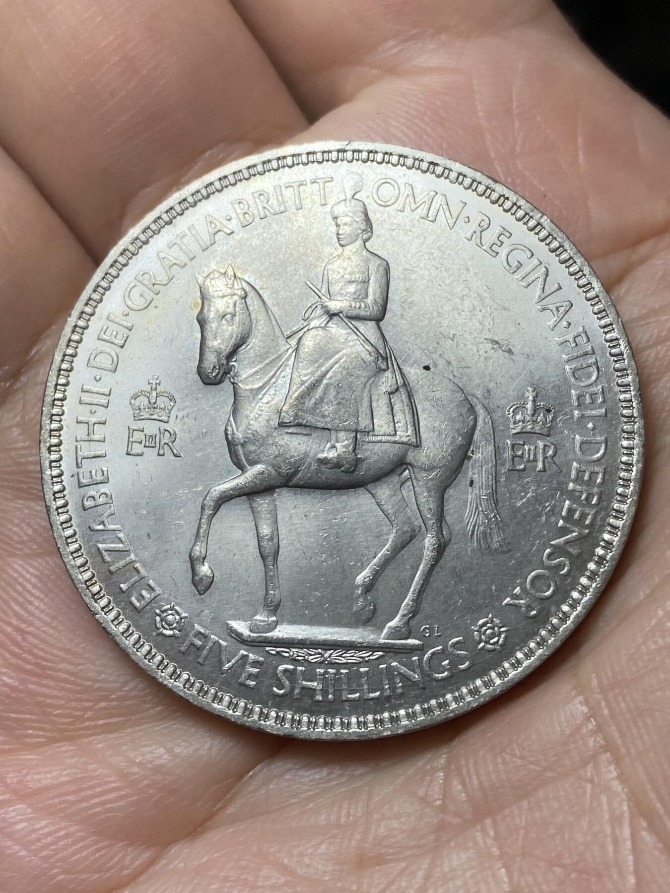 2026年第二十九场(总第一百九十八场）英国一线回流散币新年初九特拍场第一场(免佣金) 英国🇬🇧1953单年份5先令克朗型大币(伊丽莎白二世加冕纪念币)