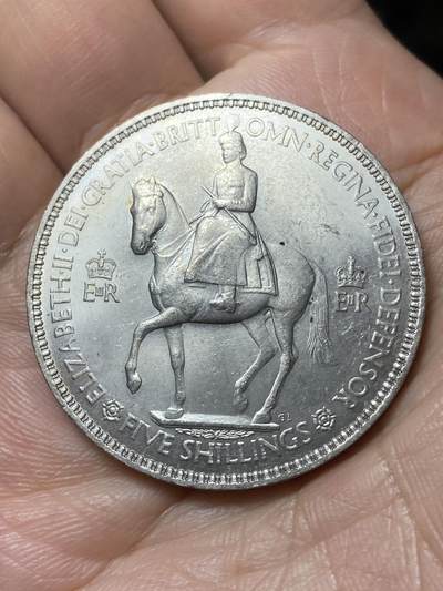 2026年第二十九场(总第一百九十八场）英国一线回流散币新年初九特拍场第一场(免佣金) - 英国🇬🇧1953单年份5先令克朗型大币(伊丽莎白二世加冕纪念币)