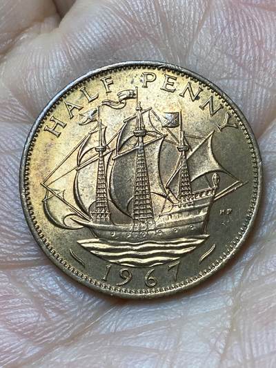 2026年第二十九场(总第一百九十八场）英国一线回流散币新年初九特拍场第一场(免佣金) - 原光好品–英国🇬🇧1967年半便士(伊丽莎白二世青年桂冠第二版，普制币关门年)