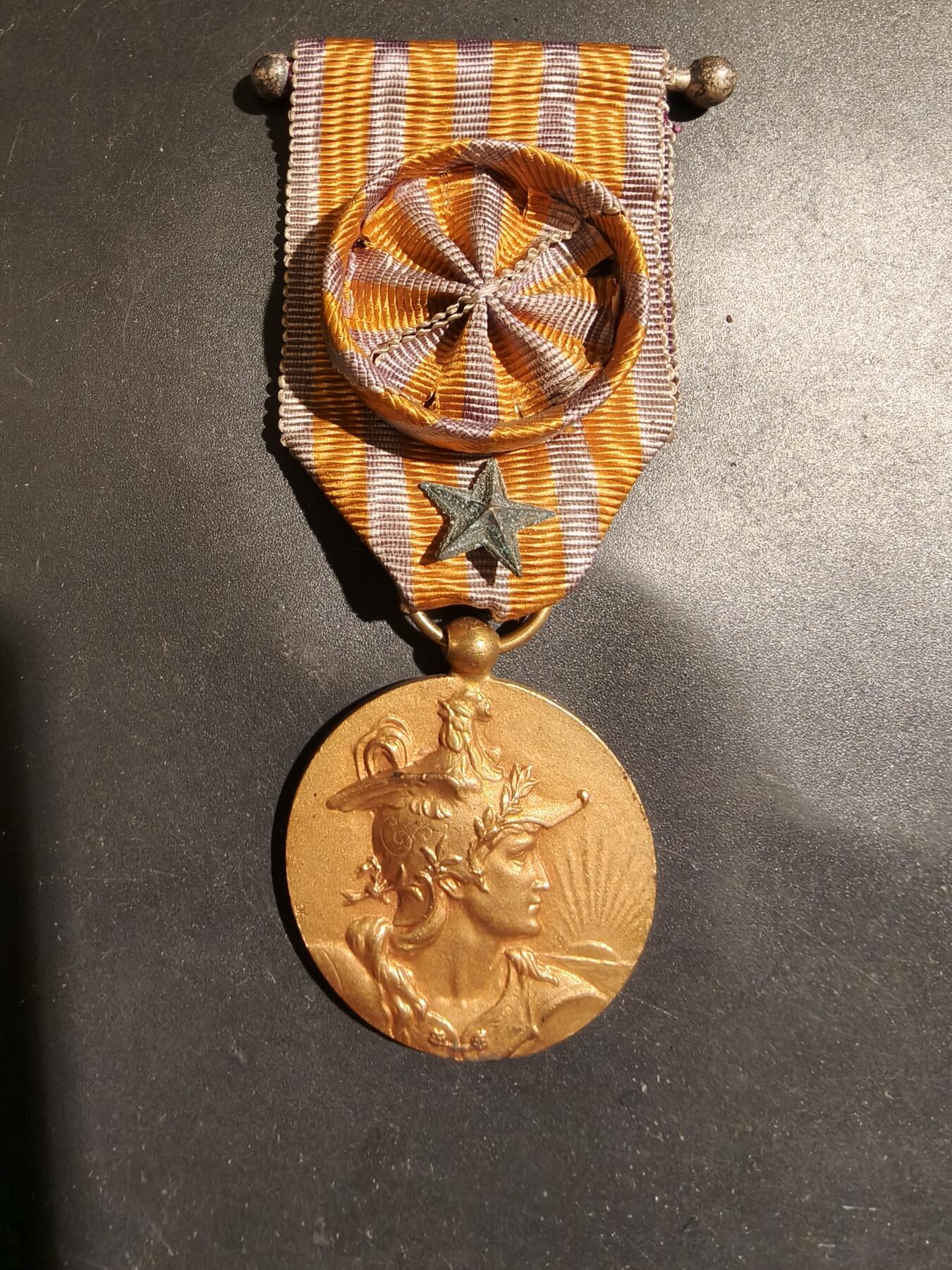 老王徽章第183期 法国金级军官级世俗教育纪念章     公鸡头玛丽安娜