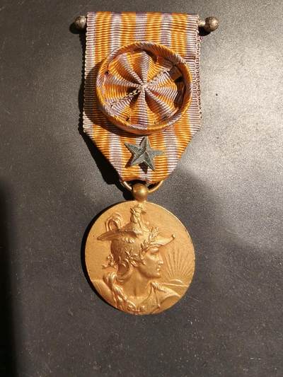 老王徽章第183期 - 法国金级军官级世俗教育纪念章     公鸡头玛丽安娜
