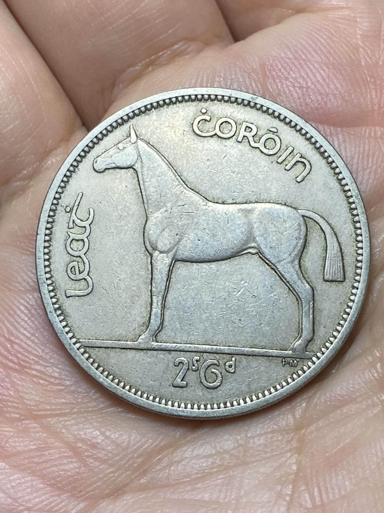 2026年第二十九场(总第一百九十八场）英国一线回流散币新年初九特拍场第一场(免佣金) 爱尔兰🇮🇪1955年1/2克朗(等值2先令6便士，共和国时期第一套第二版)