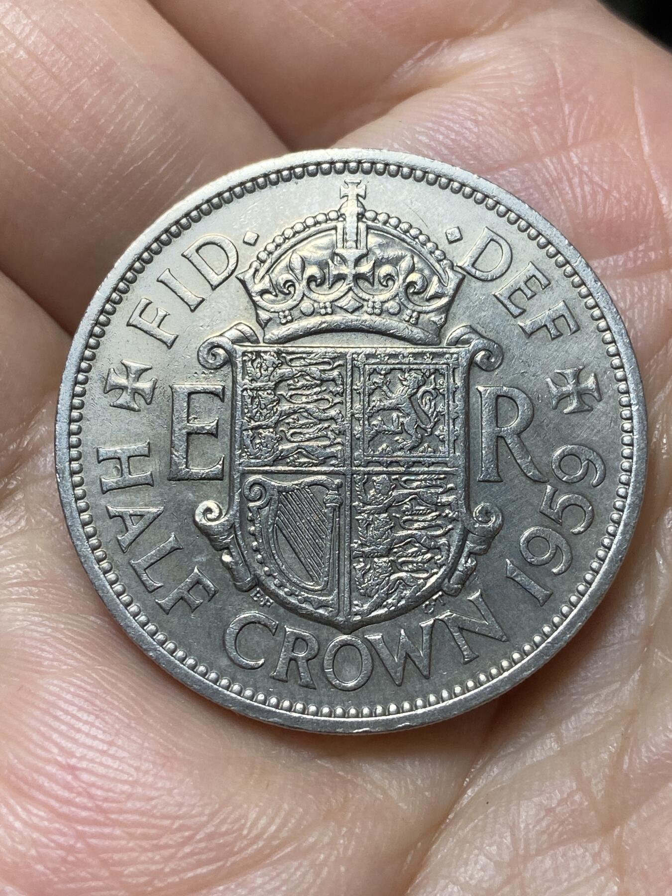 2026年第二十九场(总第一百九十八场）英国一线回流散币新年初九特拍场第一场(免佣金) 少见年份–英国🇬🇧1959年半克朗(伊丽莎白二世青年桂冠第二版)