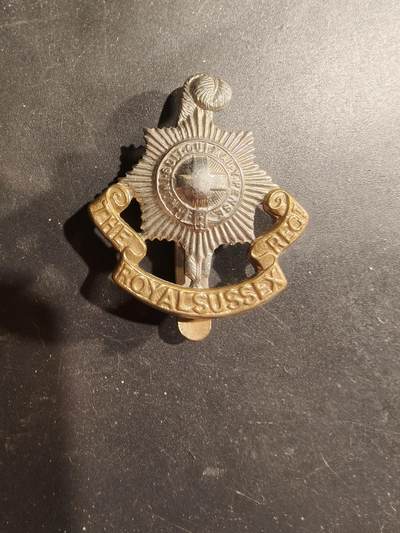 老王徽章第183期 - 英国皇家苏塞克斯步兵团帽徽     一战时期