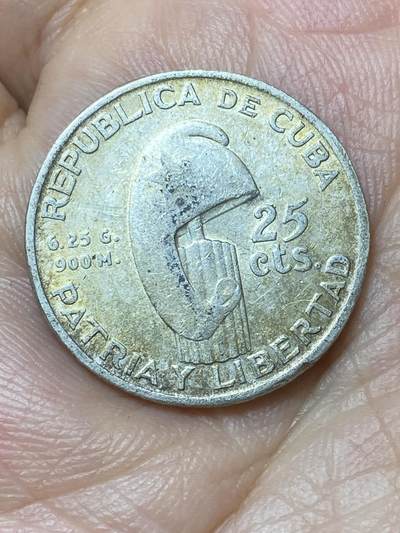 2026年第二十九场(总第一百九十八场）英国一线回流散币新年初九特拍场第一场(免佣金) - 古巴🇨🇺1953单年份25分银币(古巴民族英雄何塞·马蒂诞辰100周年纪念币，900高银)