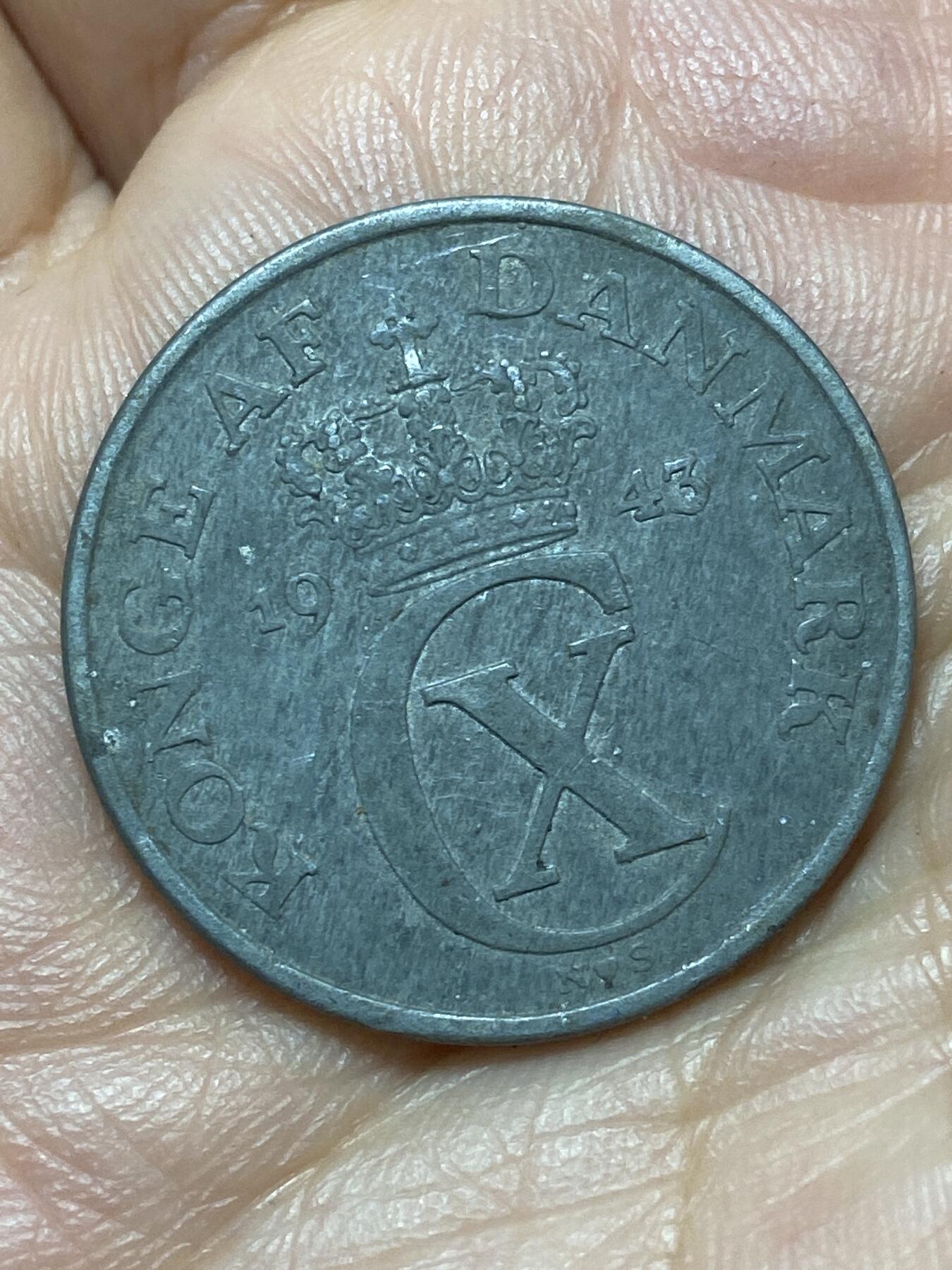 2026年第二十九场(总第一百九十八场）英国一线回流散币新年初九特拍场第一场(免佣金) 丹麦🇩🇰1943年5欧尔(克里斯蒂安十世第八版，N; S版)