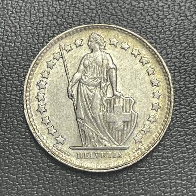 回流0301 - 瑞士1953年1/2法郎银币 海尔维蒂亚 银价2.5*83.5%*23=48元