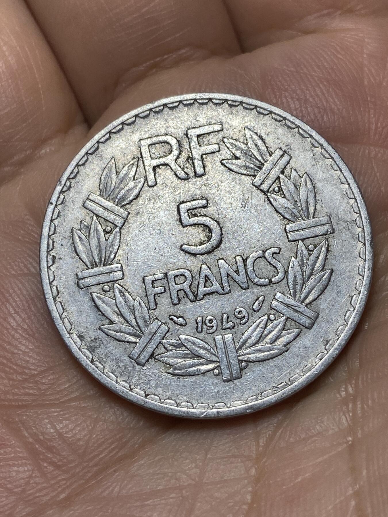 2026年第二十九场(总第一百九十八场）英国一线回流散币新年初九特拍场第一场(免佣金) 法兰西第四共和国1949年5法郎