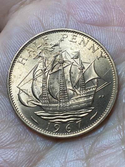 2026年第二十九场(总第一百九十八场）英国一线回流散币新年初九特拍场第一场(免佣金) - 原光好品–英国🇬🇧1967年半便士(伊丽莎白二世青年桂冠第二版，普制币关门年)