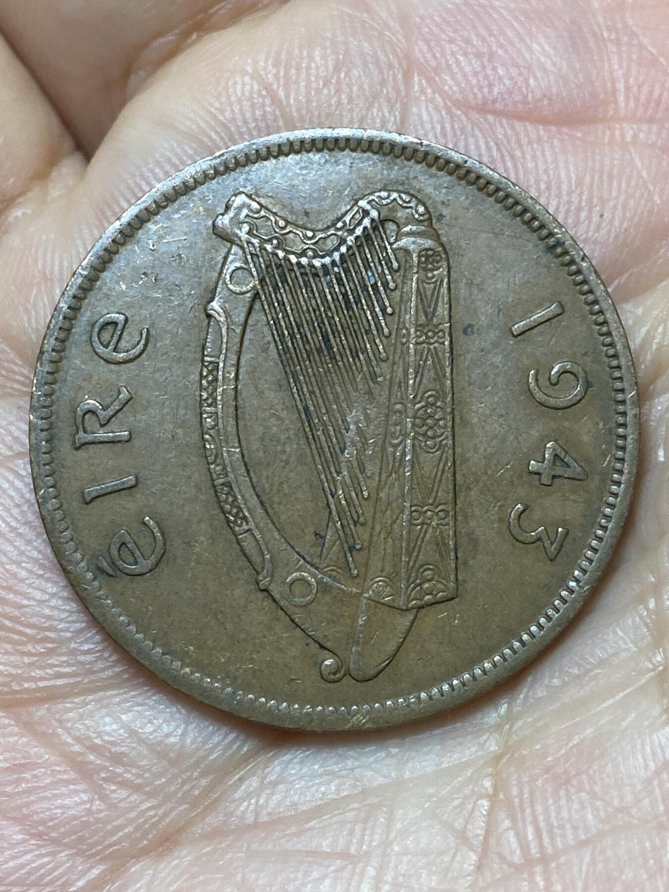 2026年第二十九场(总第一百九十八场）英国一线回流散币新年初九特拍场第一场(免佣金) 爱尔兰🇮🇪1943年1便士(共和国时期第一套)