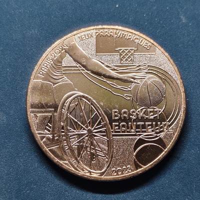 【全场包邮】纯粹捡漏拍504场-更新中 - 法国2023年1/4欧元巴黎残疾人奥运会轮椅篮球纪念币