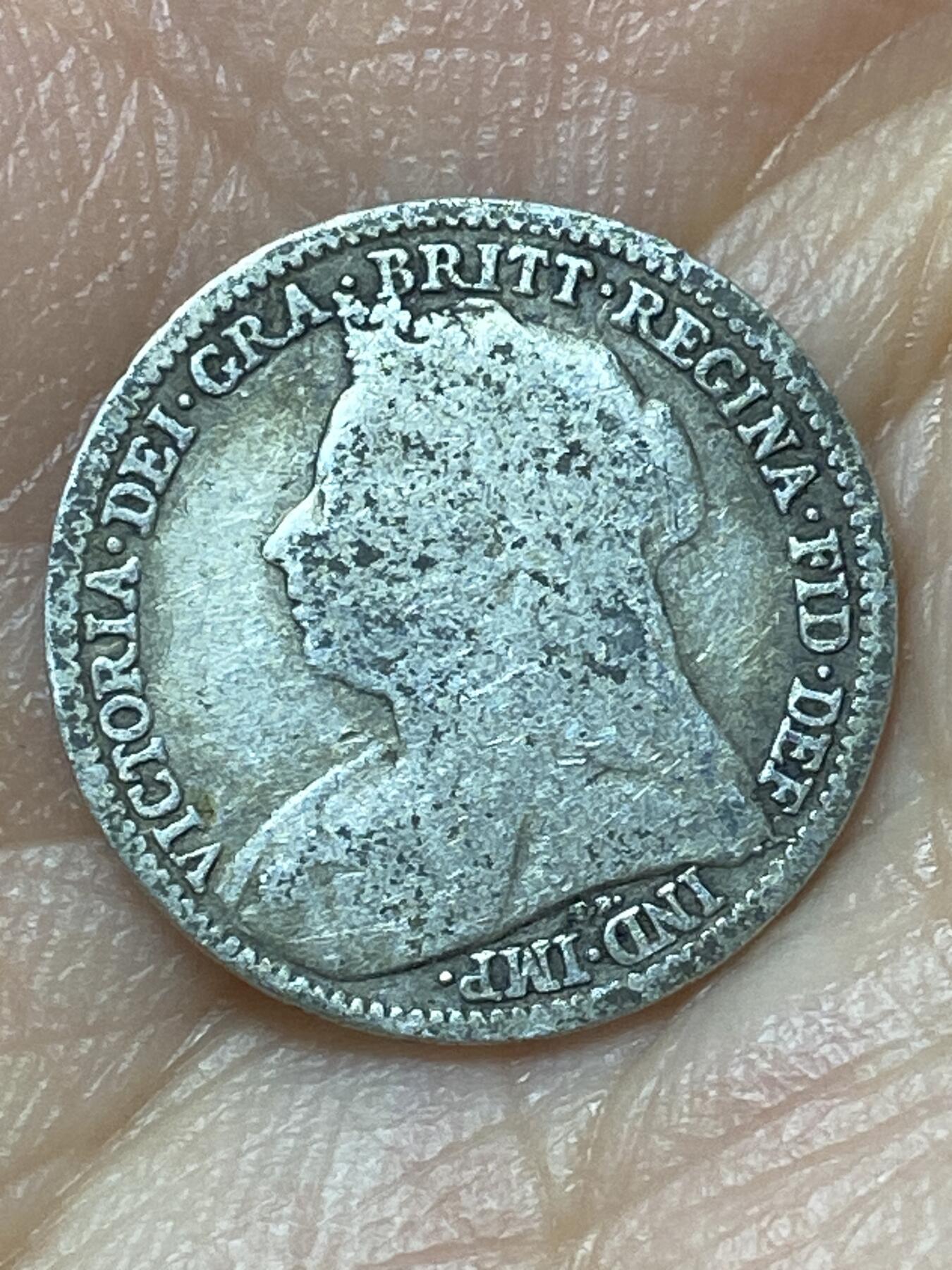 2026年第二十九场(总第一百九十八场）英国一线回流散币新年初九特拍场第一场(免佣金) 英国🇬🇧1896年3便士银币(维多利亚女王老年披纱，925高银)