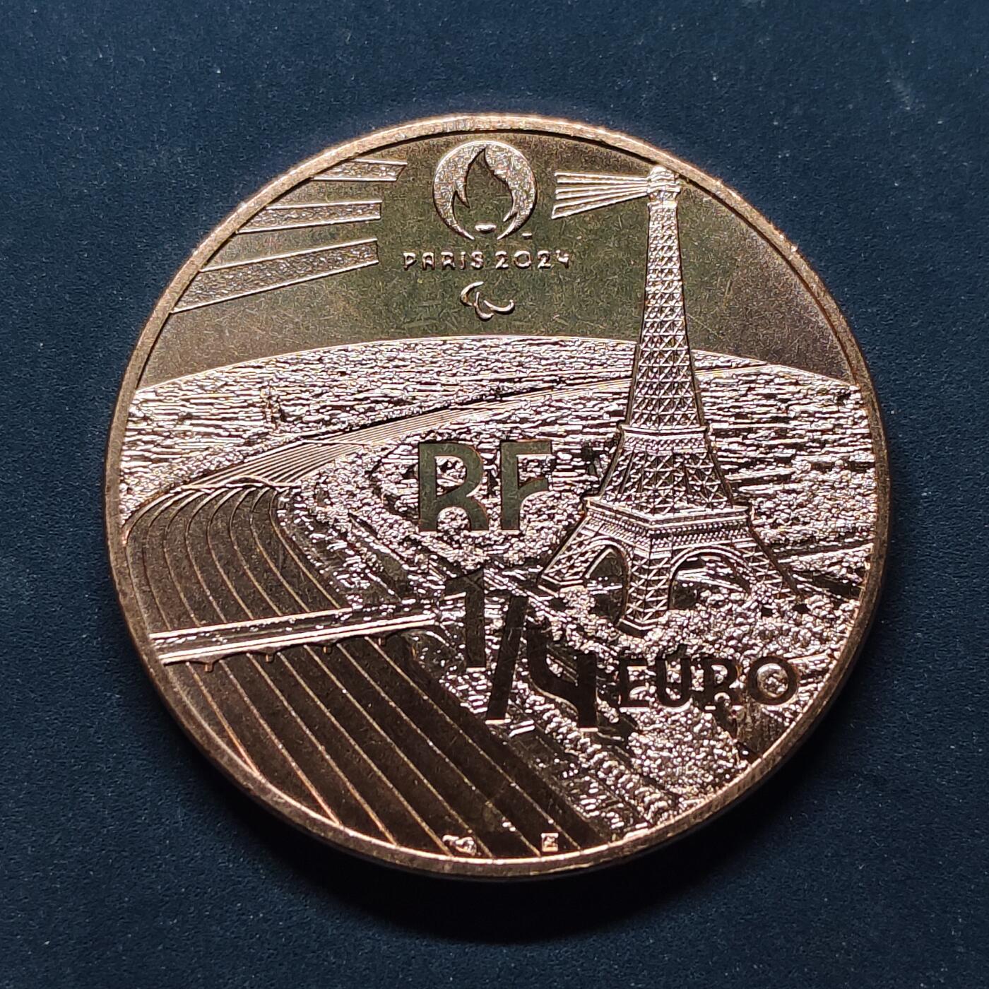 【全场包邮】纯粹捡漏拍504场-更新中 法国2021年1/4欧元巴黎残疾人奥运会轮椅网球纪念币