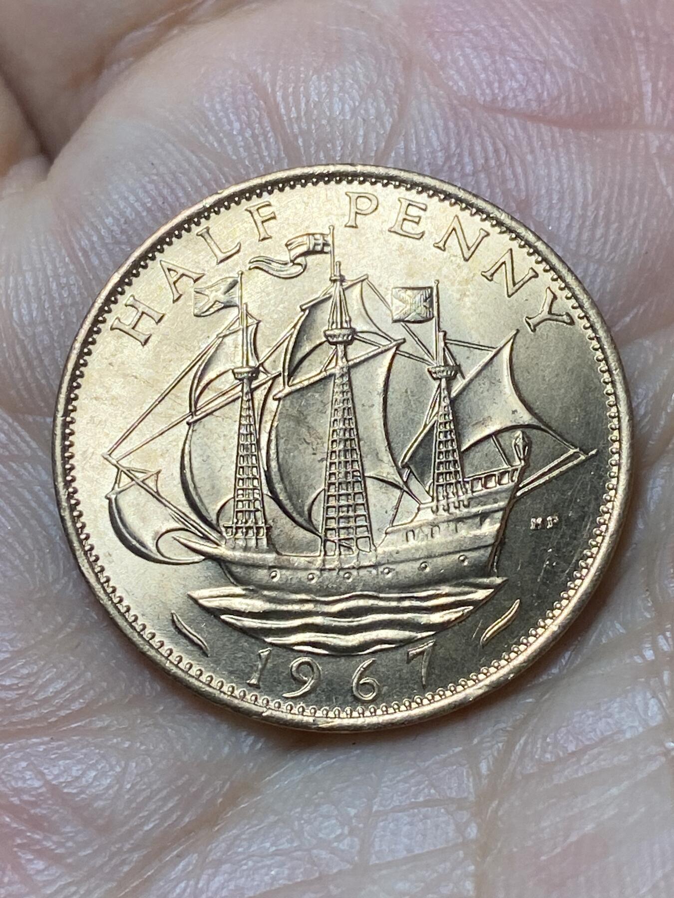 2026年第二十九场(总第一百九十八场）英国一线回流散币新年初九特拍场第一场(免佣金) 原光好品–英国🇬🇧1967年半便士(伊丽莎白二世青年桂冠第二版，普制币关门年)