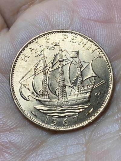 2026年第二十九场(总第一百九十八场）英国一线回流散币新年初九特拍场第一场(免佣金) - 原光好品–英国🇬🇧1967年半便士(伊丽莎白二世青年桂冠第二版，普制币关门年)