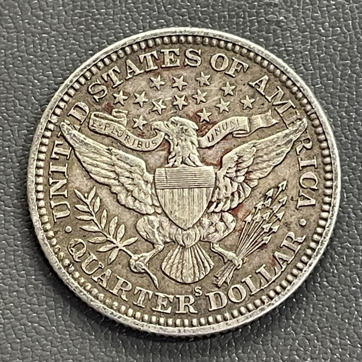 回流0218 新春快乐，马年大吉！ 流通美品AU品相 美国1912年S版巴伯25美分银币