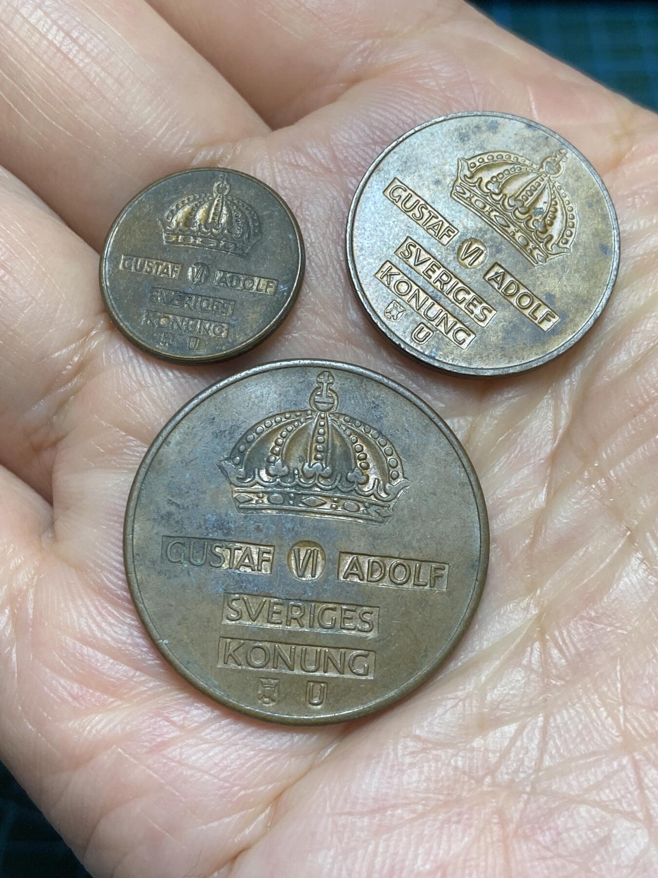 2026年第二十八场(总第一百九十七场）新春初七特拍场(佣金3%最低1元) 瑞典🇸🇪3枚：1962年1欧尔，1964年2欧尔，1963年5欧尔(古斯塔夫六世时期后期U标)