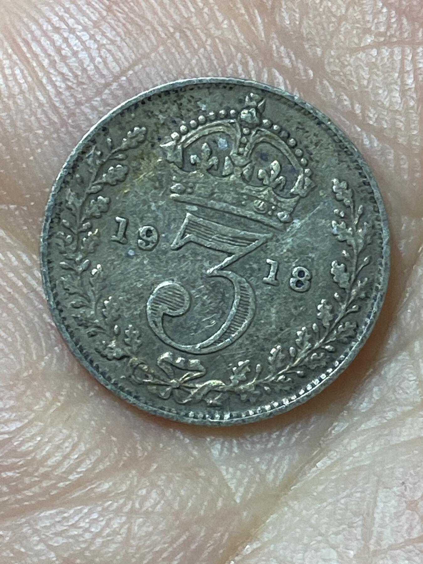 2026年第二十九场(总第一百九十八场）英国一线回流散币新年初九特拍场第一场(免佣金) 英国🇬🇧1918年3便士银币(乔治五世第一版，925高银)