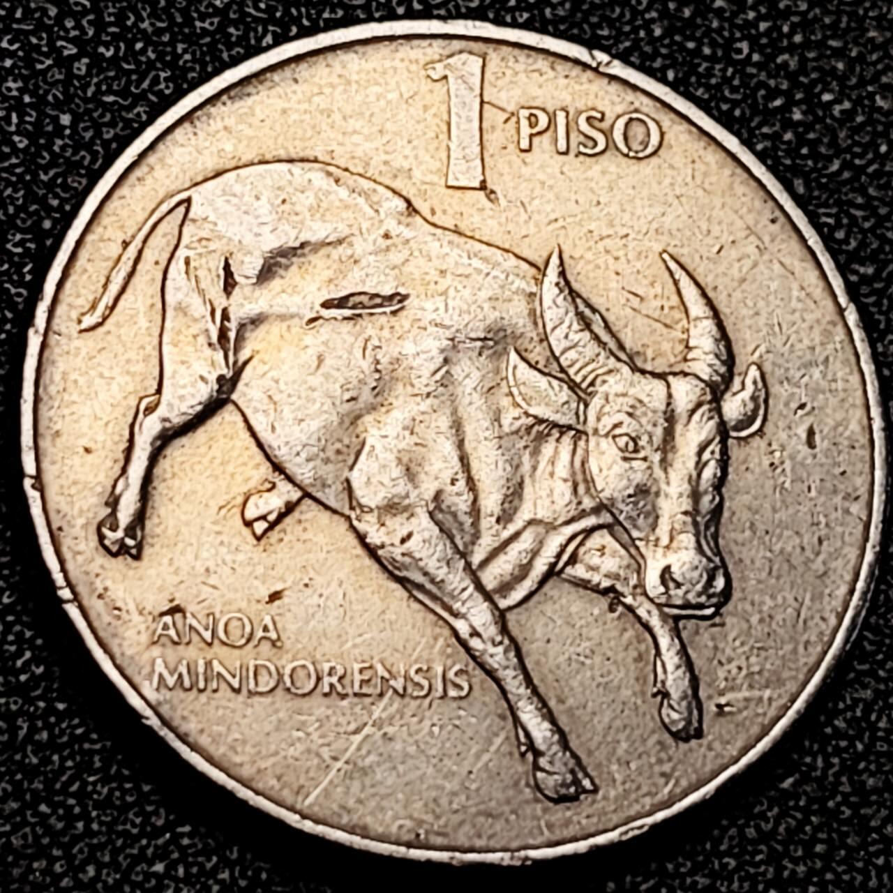 泉币菌-第193场- 新年第一场 新年快乐 本场拍品多 请提前出价  菲律宾1987年1比索硬币 公牛 29MM