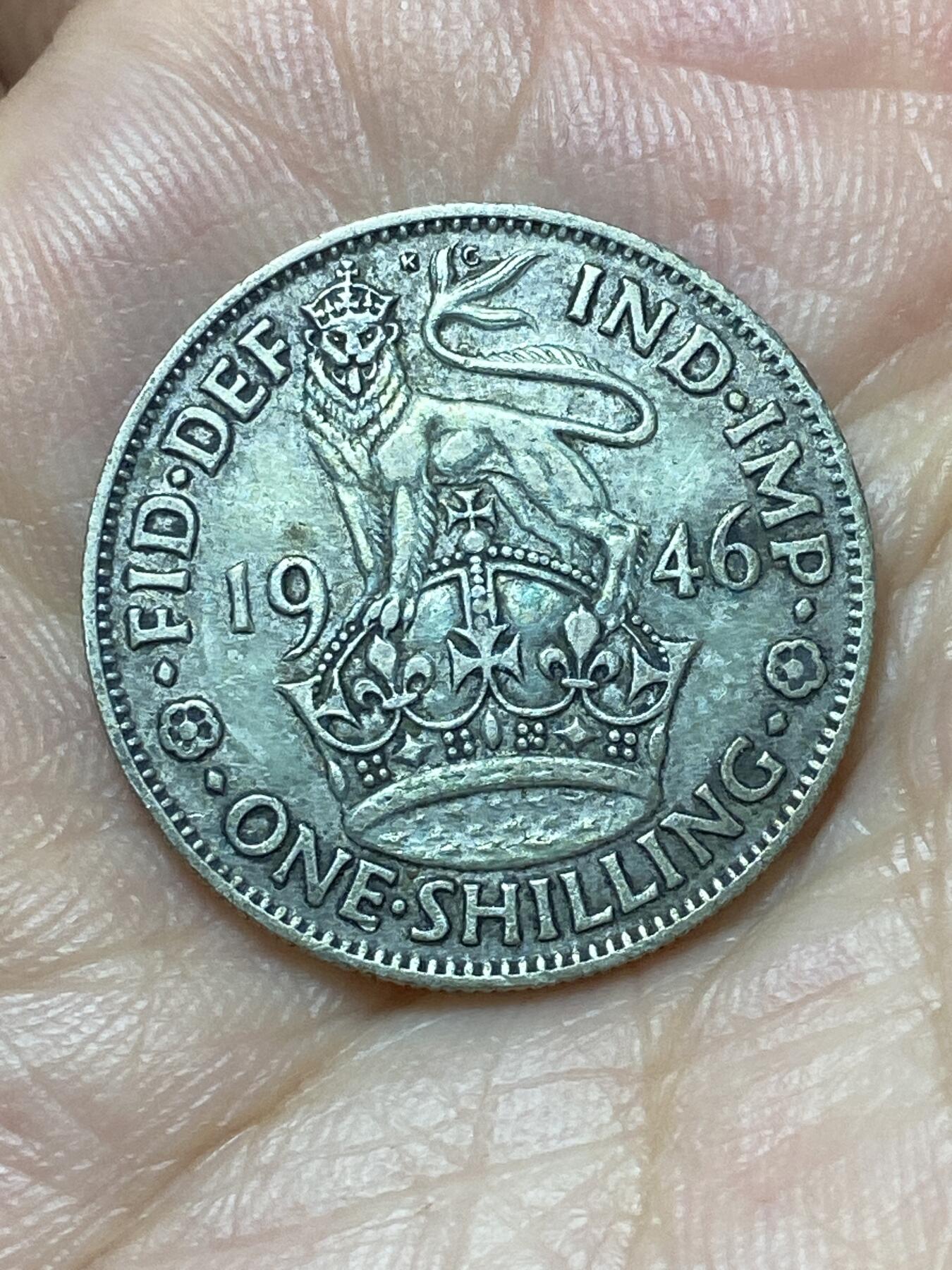 2026年第二十九场(总第一百九十八场）英国一线回流散币新年初九特拍场第一场(免佣金) 英国🇬🇧1946年1先令银币(乔治六世第一版，英格兰站狮版，500银)