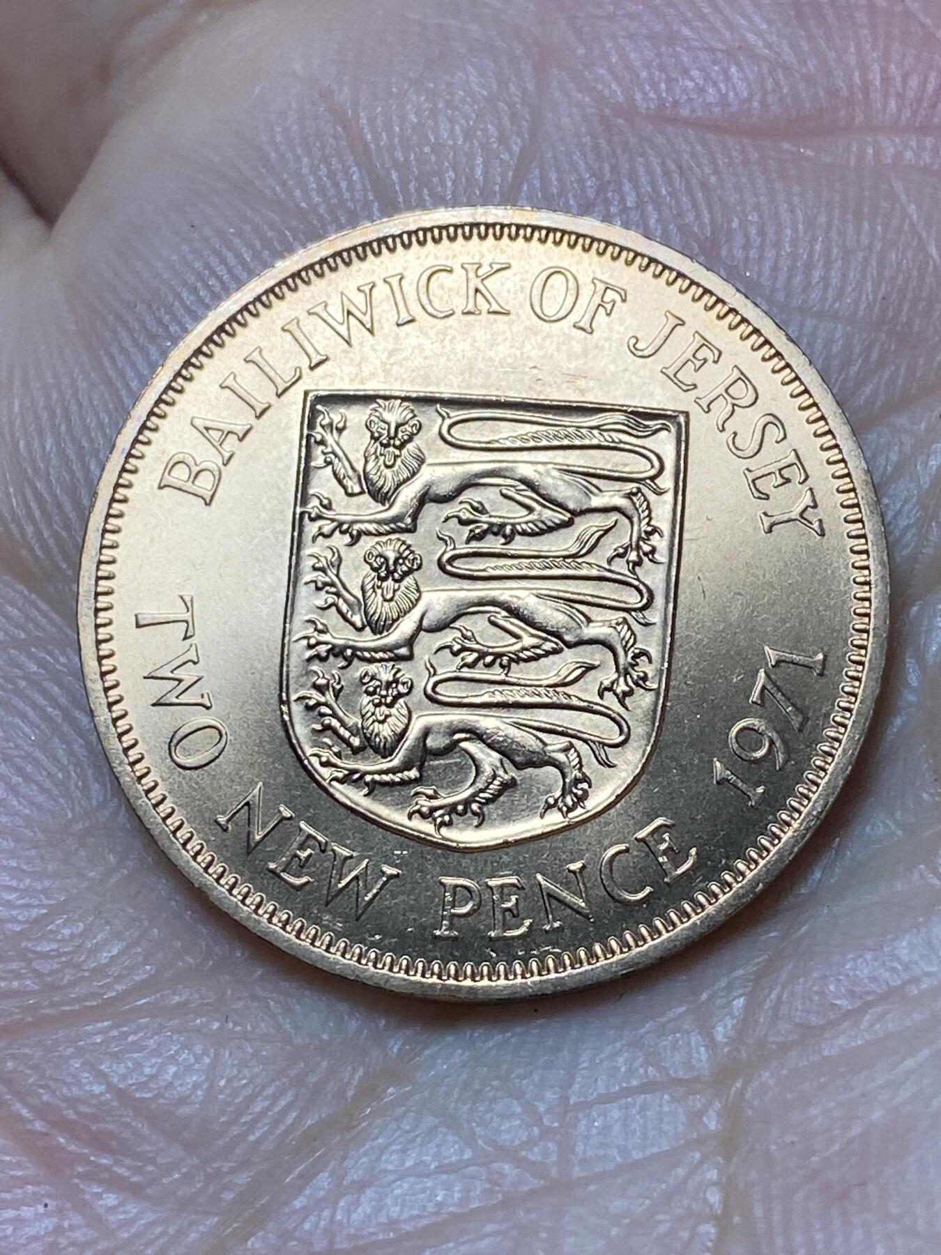 2026年第二十九场(总第一百九十八场）英国一线回流散币新年初九特拍场第一场(免佣金) 原光好品–英属泽西岛🇯🇪1971年2新便士(伊丽莎白二世中年花冠，十进制第一套首发年)