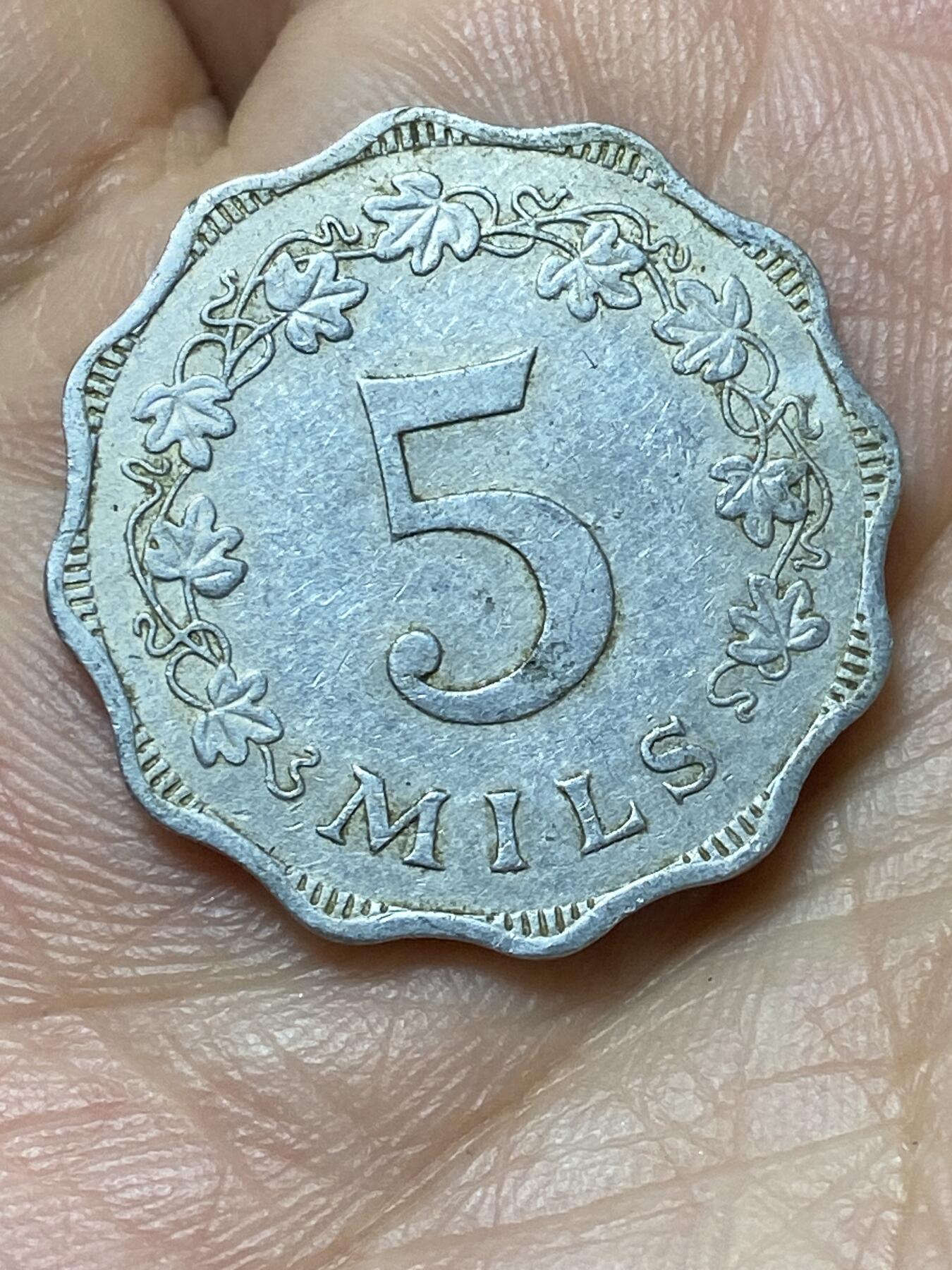 2026年第二十九场(总第一百九十八场）英国一线回流散币新年初九特拍场第一场(免佣金) 马耳他🇲🇹1972年5米尔(第一套流通硬币首发年)