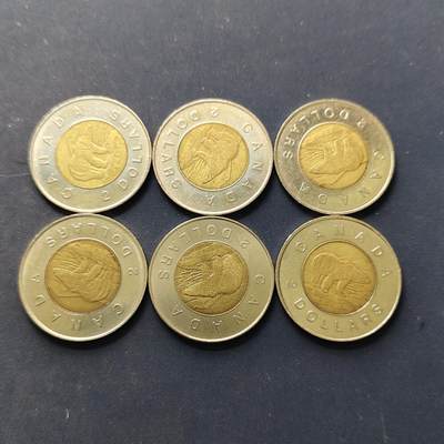 【全场包邮】纯粹捡漏拍504场 - 加拿大各年份北极熊2元双色币6枚一组