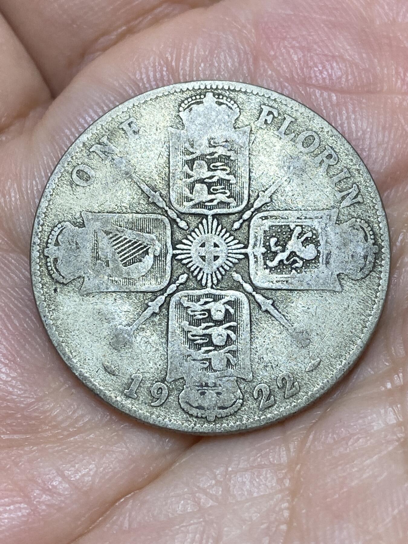 2026年第三十场(总第一百九十九场）英国一线回流散币特拍第二场(免佣金) 英国🇬🇧1922年1弗洛林银币(乔治五世第二版，500银)