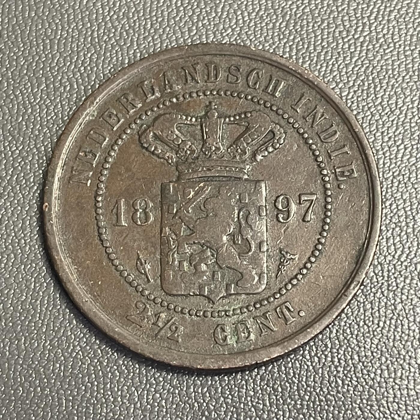 回流0301 1897年荷属东印度（今印度尼西亚）2½分铜币