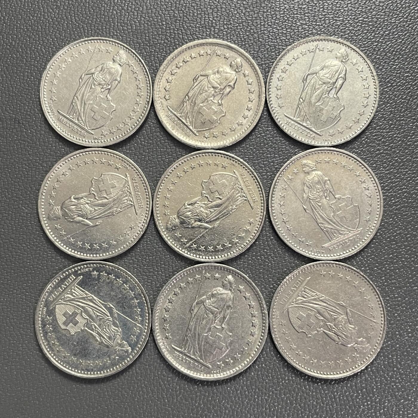 回流0218 新春快乐，马年大吉！ 瑞士1/2法郎9枚