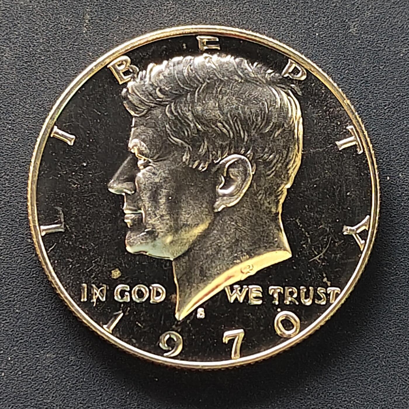 【全场包邮】纯粹捡漏拍504场-更新中 美国1970年肯尼迪半元精制银币【30.6毫米11.5克40%】