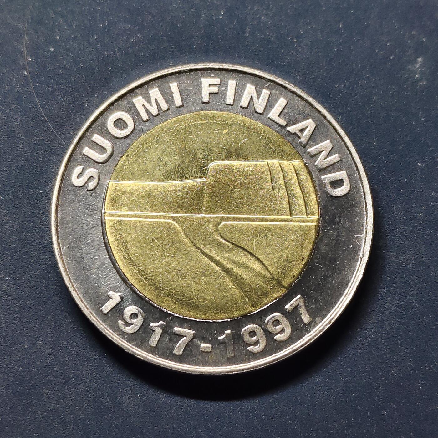 【全场包邮】纯粹捡漏拍504场-更新中 芬兰1997年25马克独立80周年双色纪念币