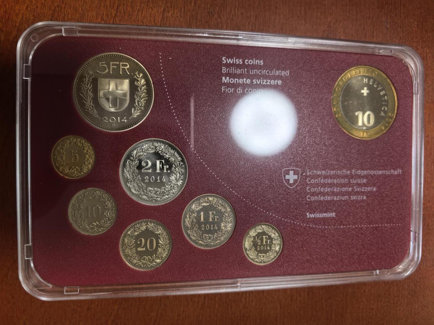 长老汇马年精选第二场拍卖 2014瑞士精制币8枚套，盒证全，含10法郎精制双色币1枚