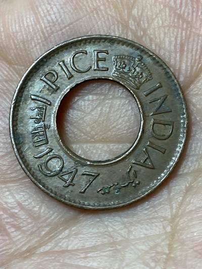 2026年第三十场(总第一百九十九场）英国一线回流散币特拍第二场(免佣金) - 英属印度1947年1派斯(乔治六世时期，HC高冠版)