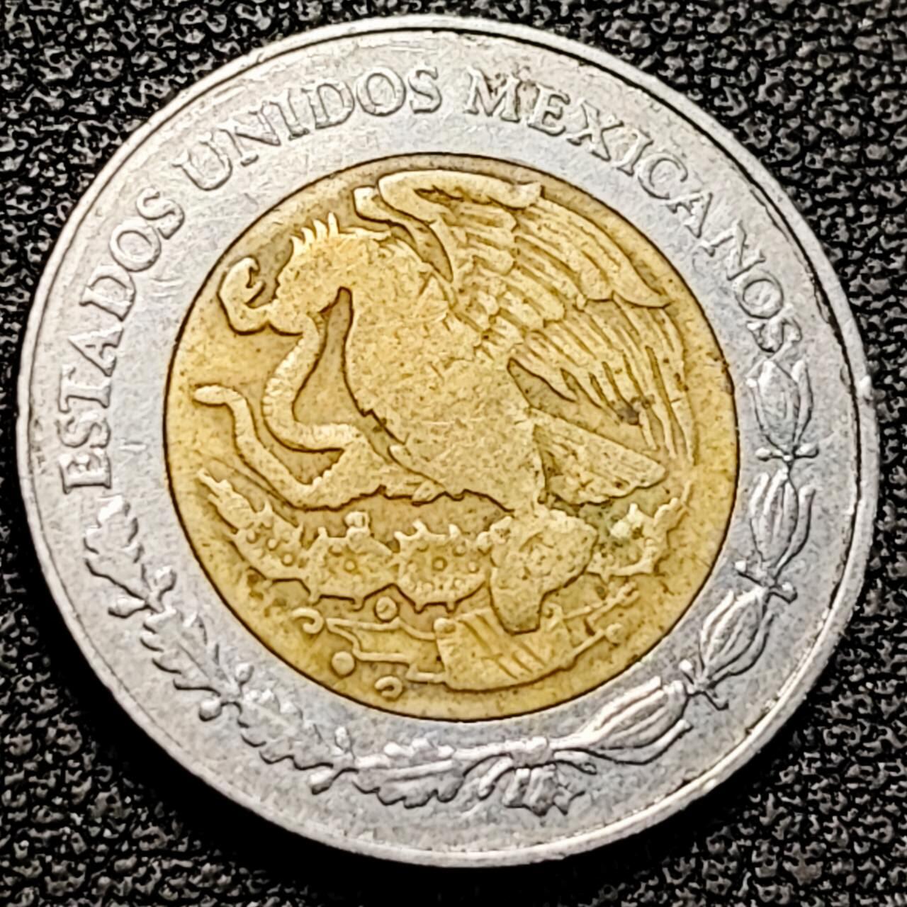 泉币菌-第193场- 新年第一场 新年快乐 本场拍品多 请提前出价 1994年 墨西哥 1比索 玛雅鹰蛇  双色币 