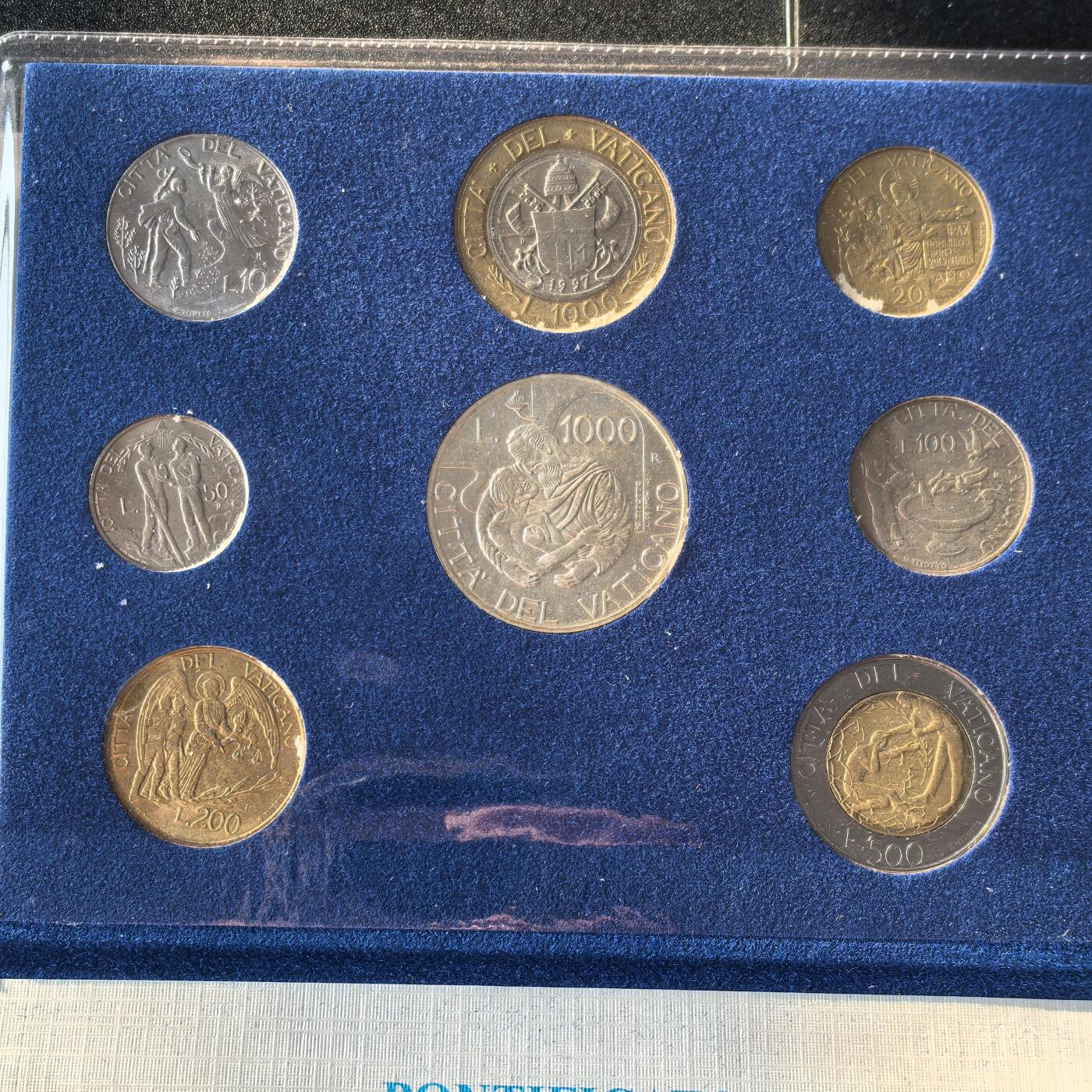 道一币馆币章第一百六十六场 原包装 梵蒂冈1997年套币8枚 含1000里拉银币