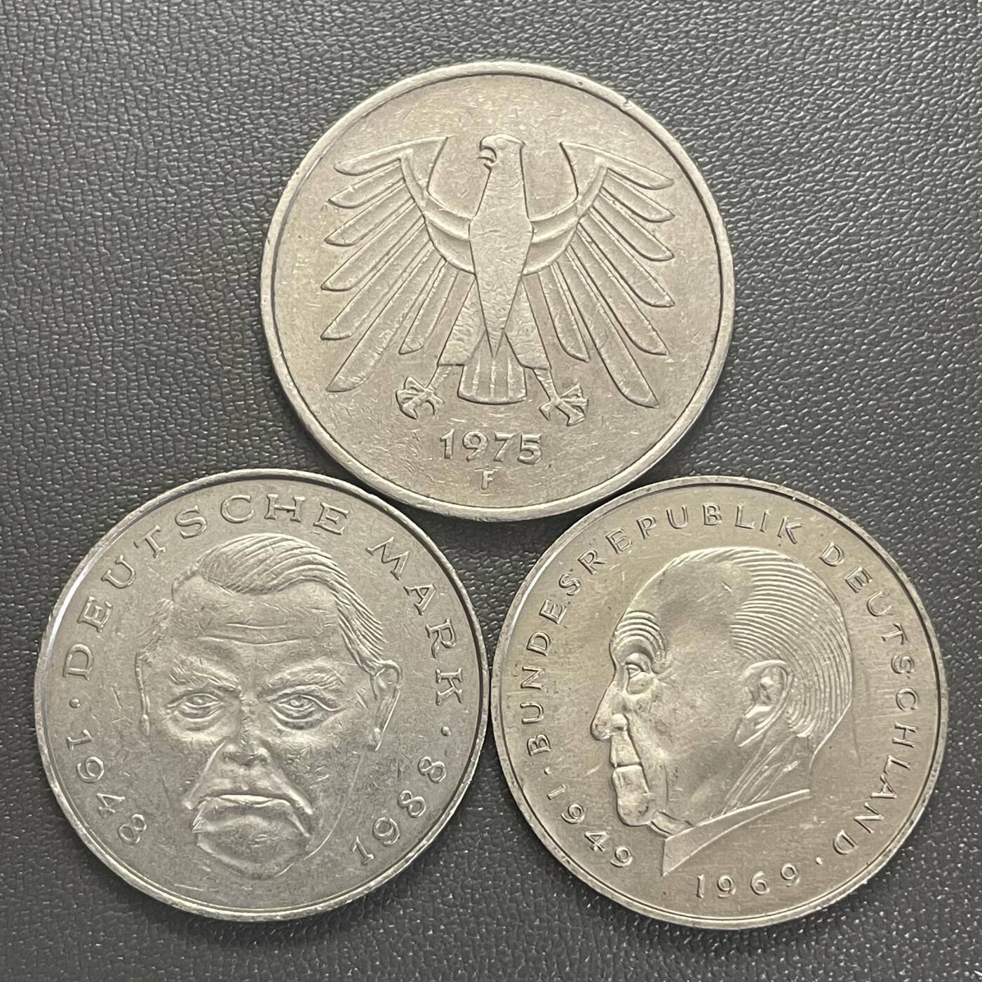 回流0218 新春快乐，马年大吉！ 联邦德国（西德）5马克联邦鹰、2马克纪念币两枚，合计面值9马克（¥53.8元）