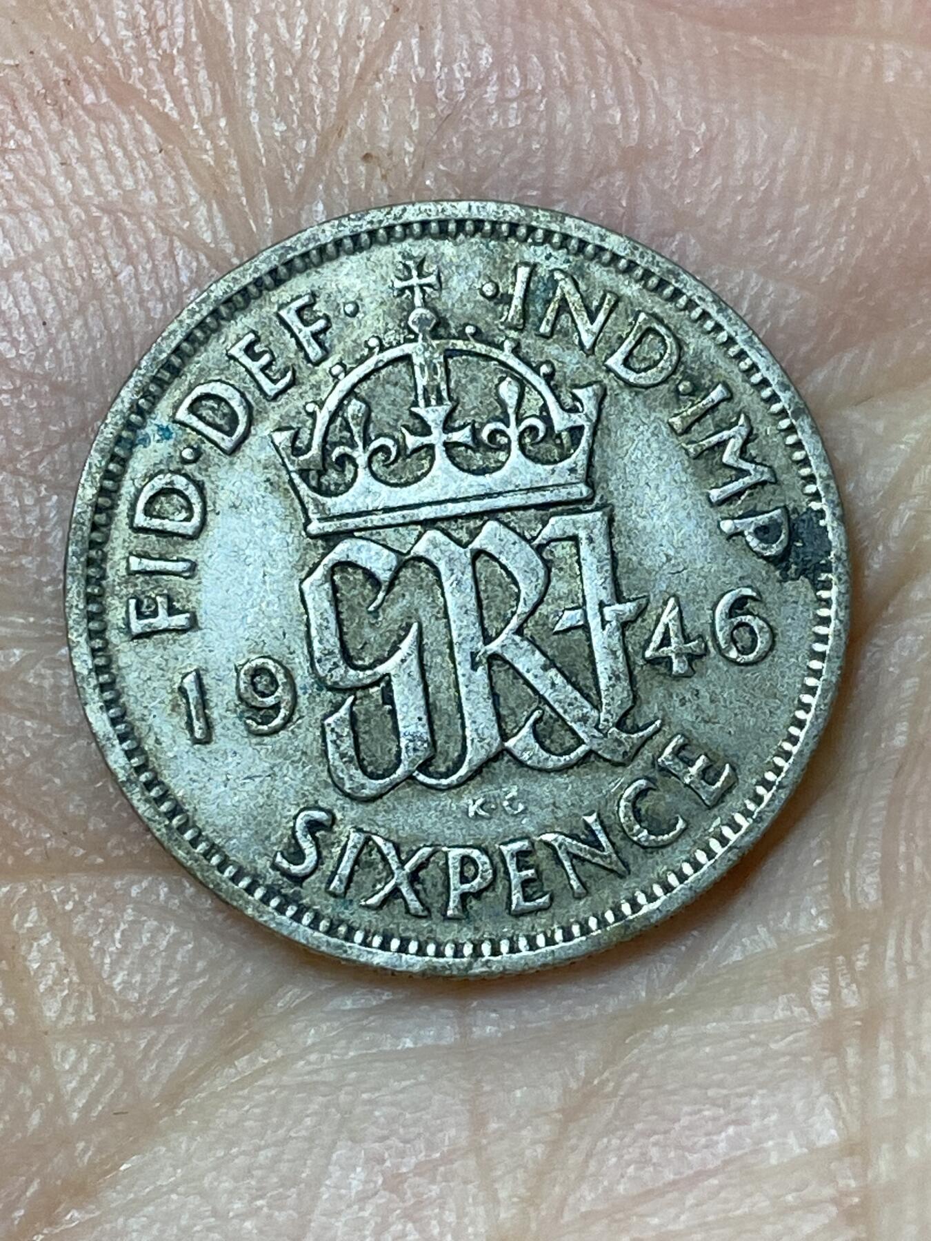 2026年第三十场(总第一百九十九场）英国一线回流散币特拍第二场(免佣金) 英国🇬🇧1946年6便士银币(乔治六世第一版，关门年，500银)