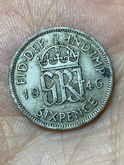 2026年第三十场(总第一百九十九场）英国一线回流散币新春特拍第二场(免佣金) - 英国🇬🇧1946年6便士银币(乔治六世第一版，关门年，500银)