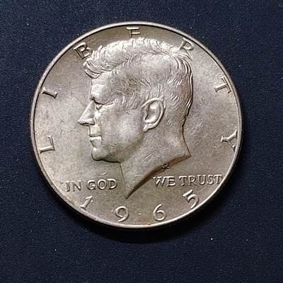 【全场包邮】纯粹捡漏拍504场 - 美国1965年肯尼迪半元精制银币【30.6毫米11.5克40%】