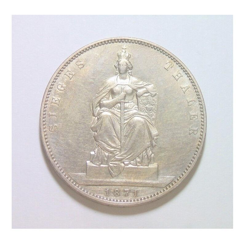 【银】德国普鲁士1871年 普法战争胜利1泰勒银币 初铸极美品